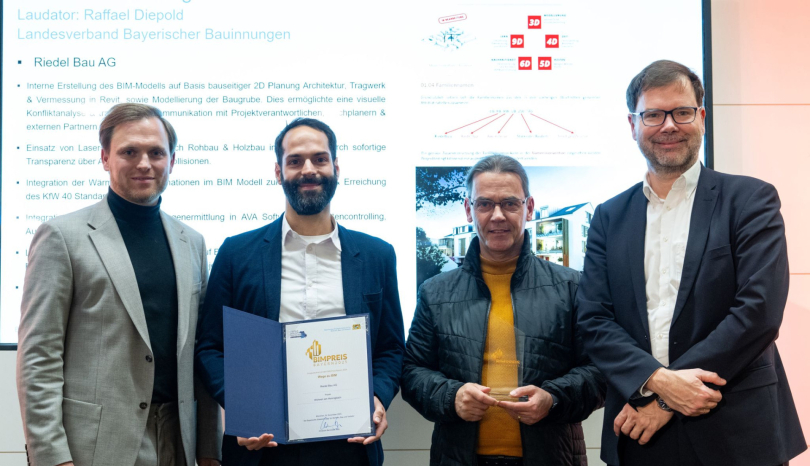 Die Riedel Bau AG wurde für das Projekt „Wohnen am Hennigbach“ ausgezeichnet. Foto: Lennart Preiss / Rudolf Müller Events GmbH