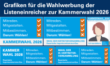 Grafiken für die Wahlwerbung der Listeneinreicher zur Kammerwahl 2026 als zip-Archiv