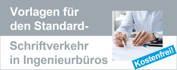 Vorlagen für den Standard-Schriftverkehr in Ingenieurbüros kostenfrei als bearbeitbare Word-Datei und PDF zum Download