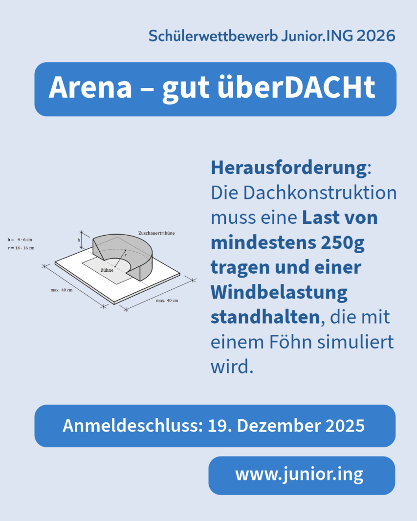 Junior.ING - Schülerwettbewerb 2025/2025: Arena – gut überDACHt
