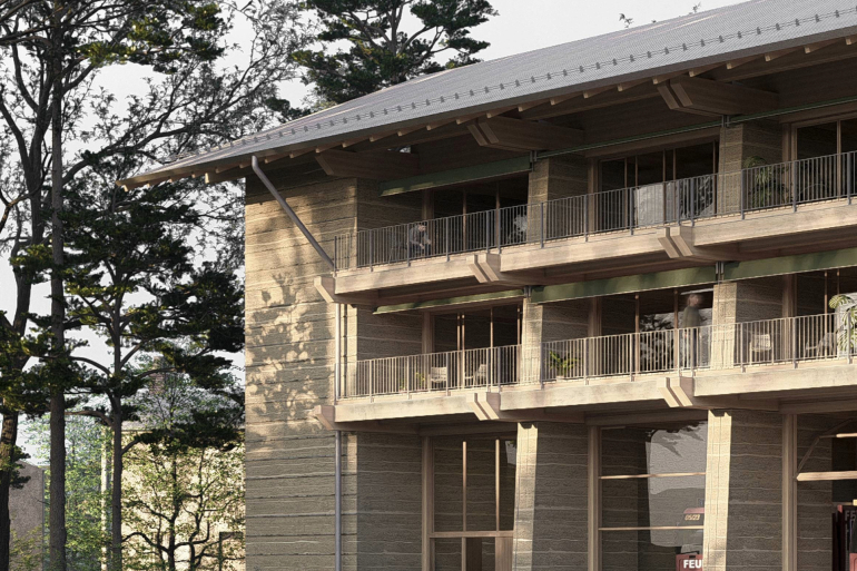 Externe Vorspannung von Stampflehmwänden, Bildnachweis: Emilija Macianskaite, Marvin Simons und Luiz Seitz